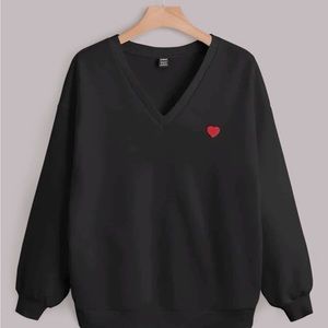 Heart Patched V Neck Sweatshirt- NWOT (SOLD)